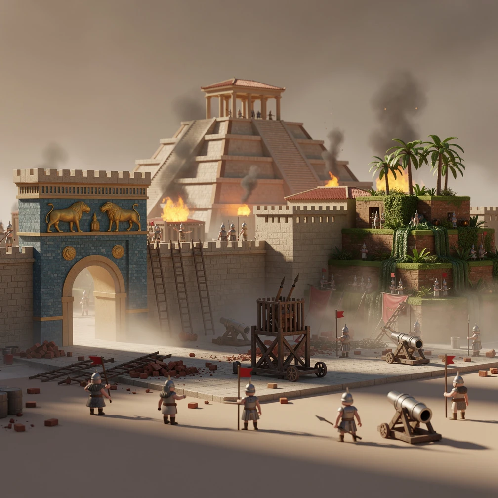 Historical artwork depicting the Fall of Babylon