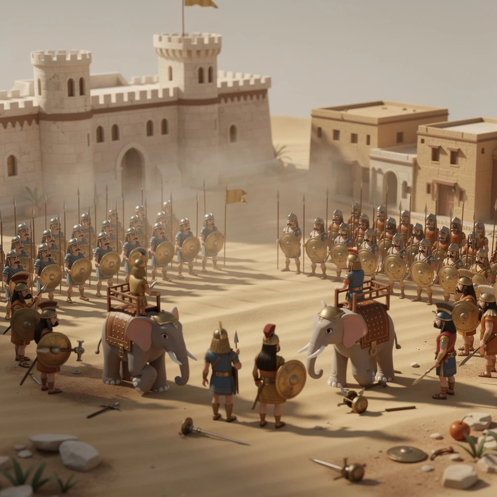 Historical artwork depicting the Battle of Raphia