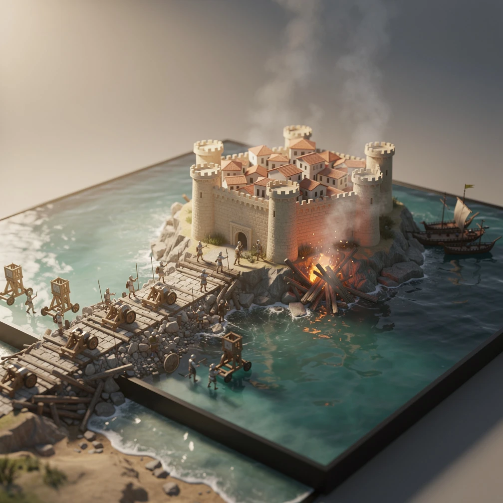 Historical artwork depicting the Siege of Tyre