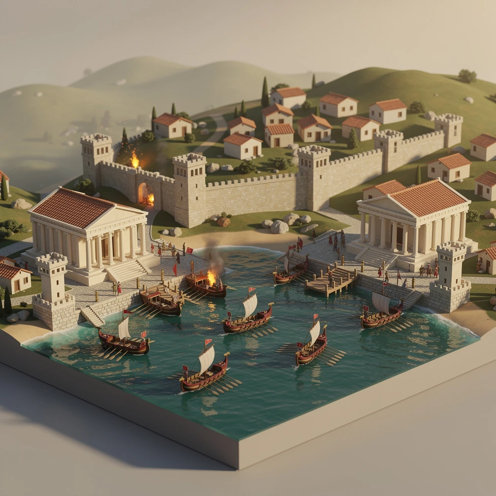 Historical artwork depicting the Battle of Actium