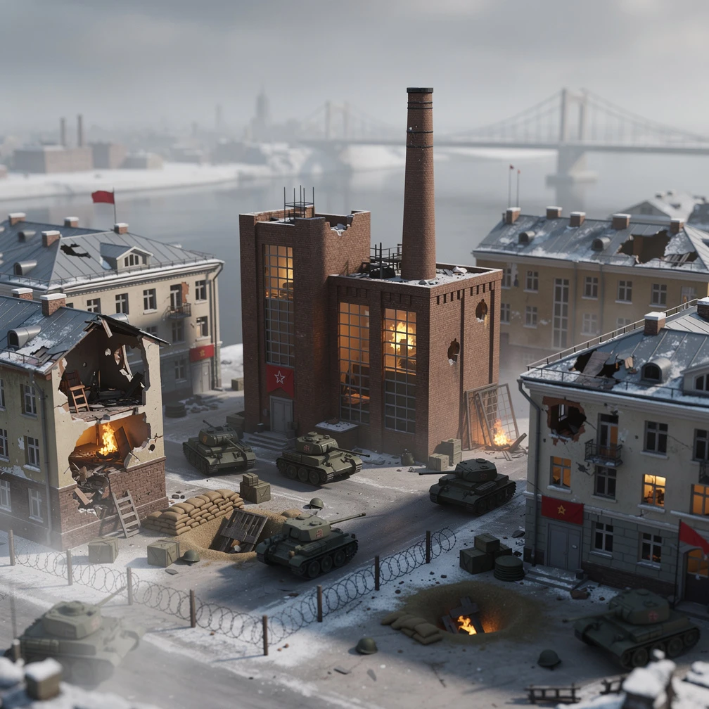 Historical artwork depicting the Battle of Stalingrad