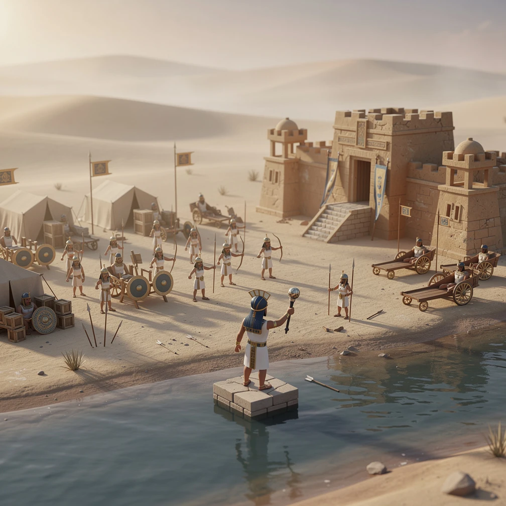 Historical artwork depicting the Nubian Campaign of Thutmose I