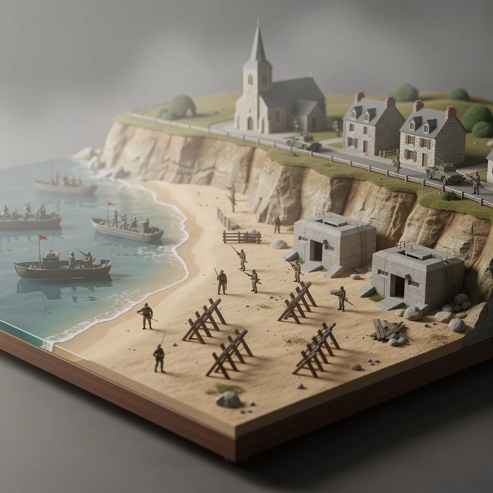 Historical artwork depicting the D-Day