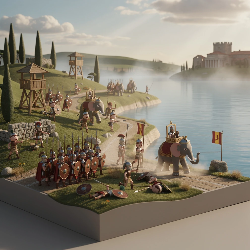 Historical artwork depicting the Battle of Lake Trasimene