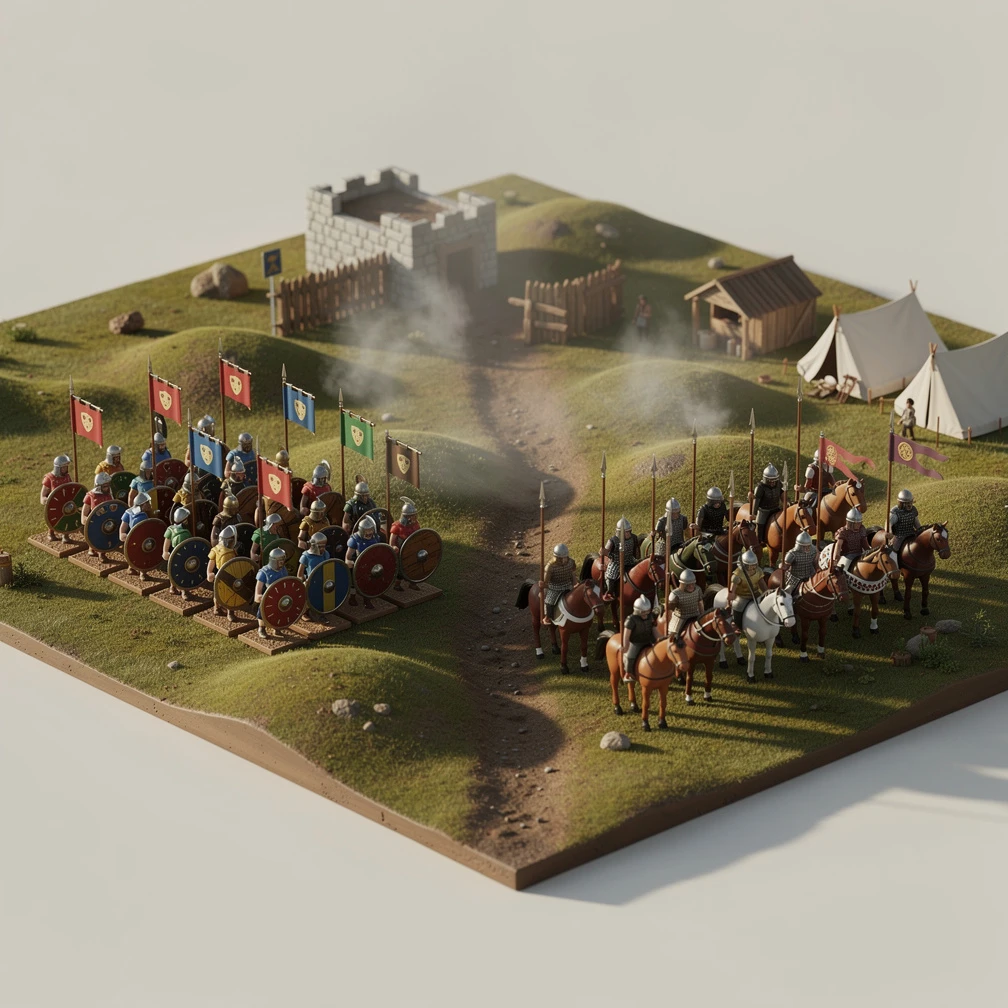 Historical artwork depicting the Battle of the Catalaunian Plains