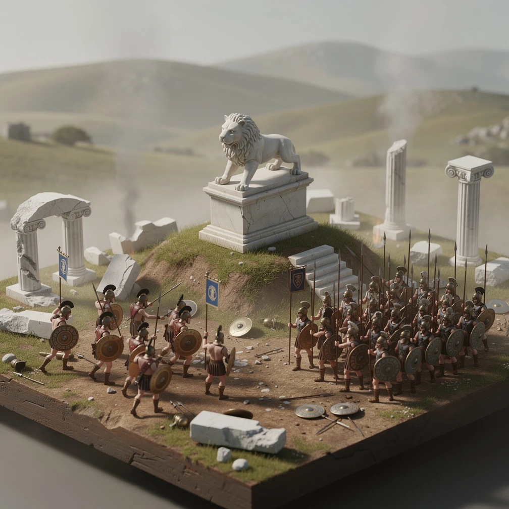 Historical artwork depicting the Battle of Chaeronea