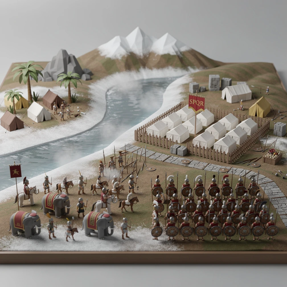 Historical artwork depicting the Battle of the Trebia