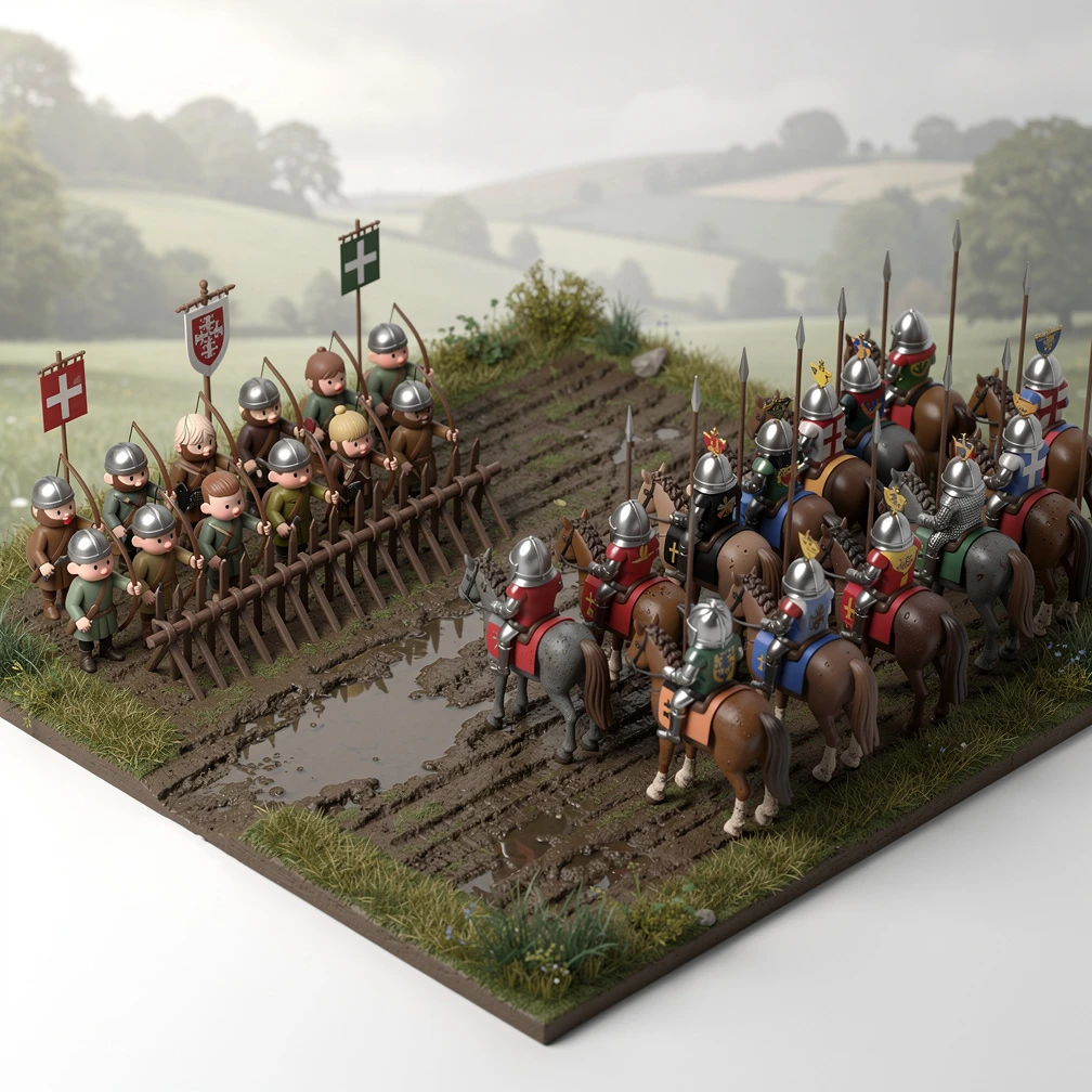 Historical artwork depicting the Battle of Agincourt