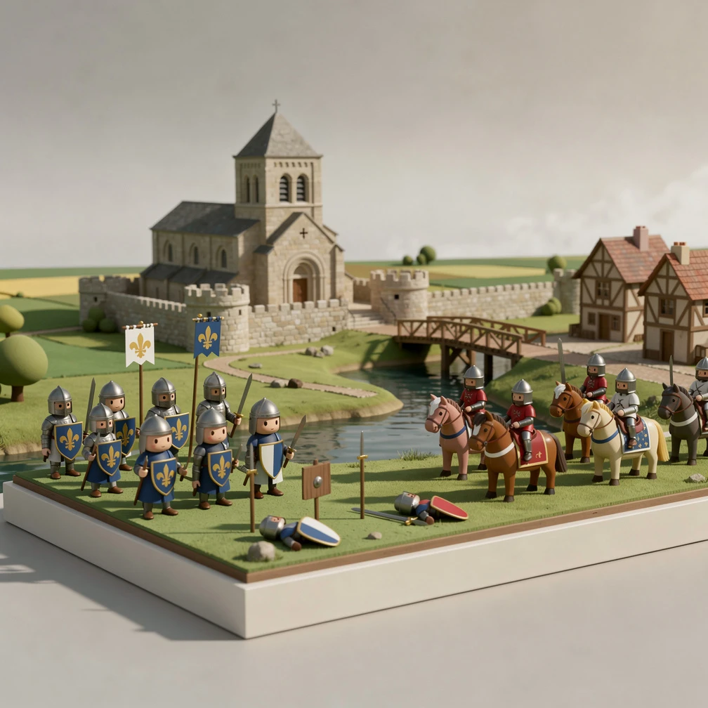 Historical artwork depicting the Battle of Bouvines