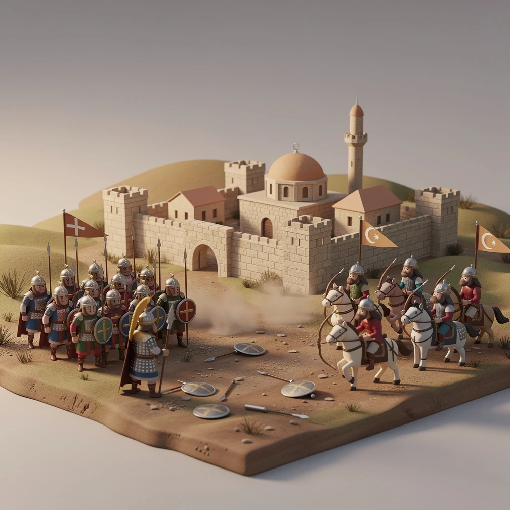 Historical artwork depicting the Battle of Manzikert