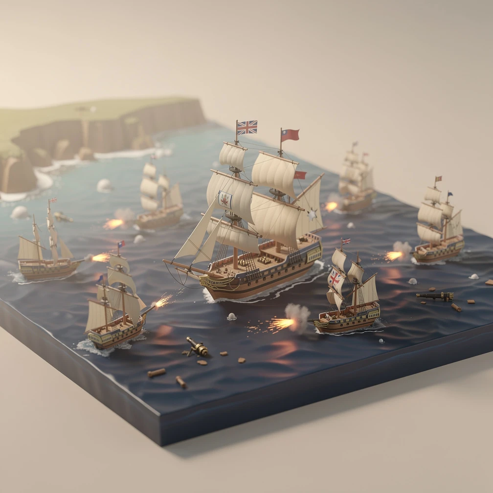 Historical artwork depicting the Battle of Trafalgar